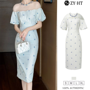 ZYHT EraVogue Womens Dresses White Dresses Puff Sleeve Dresses Shoulder Dress Work Dress Hiso Dress Vintage Dress Dress Evening Dress 21334
