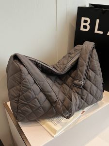 กระเป๋าผ้าใบทรง Tote Bag ขนาดใหญ่สำหรับผู้หญิง ฤดูใบไม้ร่วง/ฤดูหนาว กระเป๋าสะพายข้างแบบลำลองสำหรับใส่ไปเรียน กระเป๋าสะพายข้างแบบสะพายข้างสำหรับเดินทาง