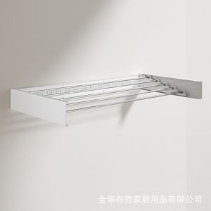 Invisible Foldable Indoor Wall Mounted Clothes Drying Rack Metal Towel Bar Hidden Design Balcony Clothes Hanger Space Saver