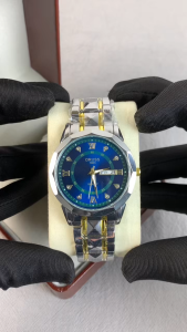 [Gift][With Box]ORUSS Original Men Luxury Stainless Steel Dual Calendar Waterproof Luminous Fashion Watch Analog Business Korean Automatic Quartz Wrist Watch For Men