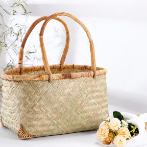 ซื้อตะกร้าผักมีHandleตะกร้าผักแบบพกพาตะกร้าไม้ไผ่ไม้ไผ่สานผลิตภัณฑ์ตะกร้าไม้ไผ่การป้องกันทางสิ่งแวดล้อมตะกร้าช็อปปิ้งตระกร้ามีหูจับ