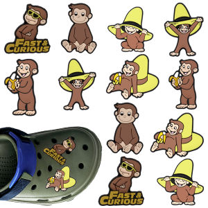 hot toys | New 3-12pcs Hot Toys Curious George Monkey Cartoon PVC Shoes Accessories  DIY Detachable Waterproof Creativity Shoe Decorations