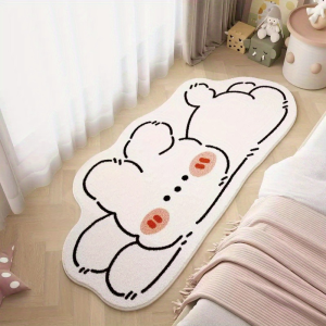 VIKAMA Cute Dachshund Fur Rug Anti-Slip Soft Bedside Rug for Childrens Room Living Room and Bedroom Floor Mat Home Decoration