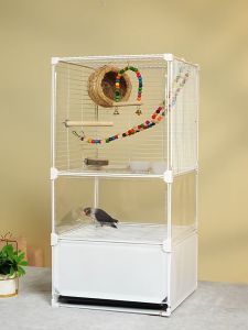 กรงนก กรงชูการ์ กรงนกขนาดใหญ่ เคลือบกันสนิม ลวดเหล็กเข้ารหัส ถาดสามารถดึงออกมาได้ เคลื่อนย้ายได้ง่าย อุปกรณ์ครบช