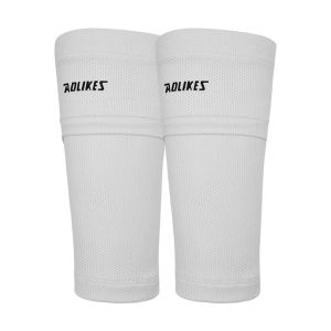 AOLIKES 1Pair Soccer Shin Guard Football Crashproof Calf Protector Nylon Leg Sleeves Sock Shin Protector with Pocket Training