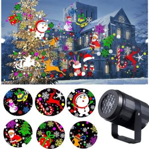 【Big Promotion】16 Patterns Outdoor Christmas Light LED Projection Light 16 Patterns Laser Light Projector Lamp for Xmas Holiday Garden Party