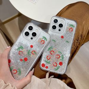 Korean Cartoon Crying Girl Sand Flowing Sparkling iPhone16Pro Apple17 New Model 15 Creative 14Pro Womens 13 Transparent 15Promax Acrylic Anti-Fall Protective Case