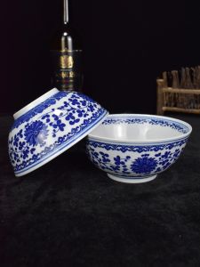 Underglaze Blue Ceramic Soup Bowl Chinese Style Large Noodle Bowl Commercial Use Porcelain Bowl Family Home Use Food Safe