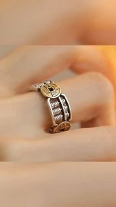 Fengshui Abacus With Five emperors coin Ring - Personality Good Luck Retro Adjustable Ring Decor