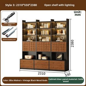 JIALANGE | Solid Wood Full Wall Display Cabinet With Glass Doors