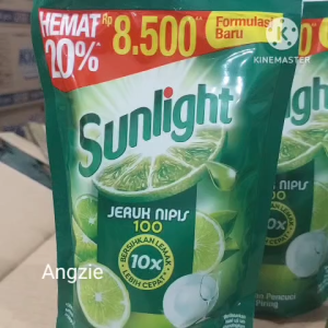 Harga 3 pouch Sunlight Cairan pencuci piring Jeruk nipis kemasan pouch 370 ml