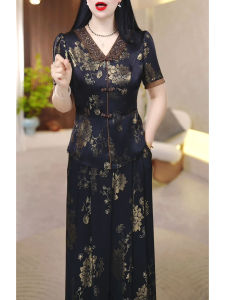 GUBODUO | Luxury V-neck Short Sleeve Suit Loose Leg Pants