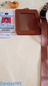 Card Holder Kulit Sintetik 2 Slot Kartu dan Yoyo Tarik atau Tali 1.5 cm