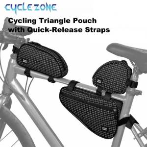 CYCLE ZONE | Bike Top Tube Bag with Side Mesh Pocket Bicycle Triangle Pouch Portable Cycling Front Frame Storage Bag for MTB Road Bike Part