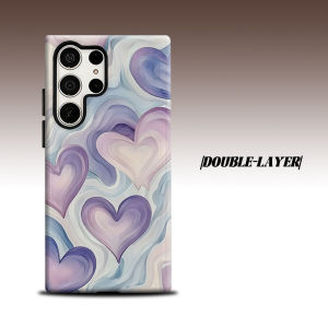 Pastel Marbled Hearts For Samsung Galaxy S26 S25 S24 A56 A36 Dual Layer Luxury Fashion Full Lens Protective Case