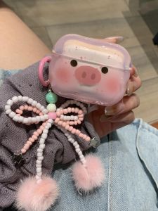 Cute Pig Cartoon Blush Plush AirPods 3 pro 3 Silicone Soft Shell Protective Case Apple Compatible Hanging Decoration