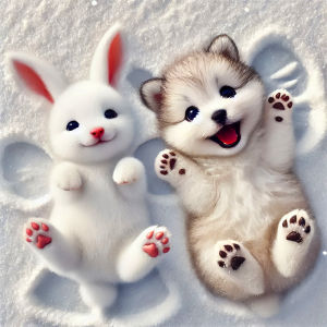 Huacan New Arrivals Diamond Painting Rabbit Dog Winter Diamond Mosaic Animal Complete Kit Craft kit