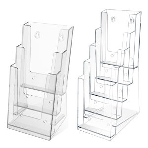 2 Pcs 3/5 Tiers Brochure Holder Clear Literature Display Stand Desk Flyer Pamphlet Storage Rack Office Card Note Holder