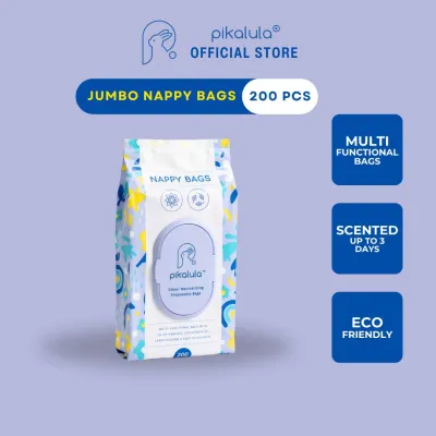 (200 Pieces) Pikalula Nappy Bags Odour Neutralising Disposable Bag Biodegradable Scented Garbage Rubbish Trash Plastic Fragrant Beg Sampah Wangi for Baby Diaper Pampers Plastik Lampin Anak Bayi