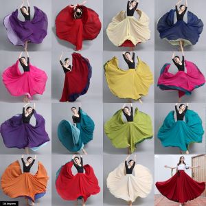 Cokato Sea Shepherd Ladies Silk Dance Skirt Double Sided Wear Large Swing Square Dance Skirt High Waist A-Line Long Dress