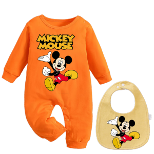 Disney | 2 pieces/sets of U-shaped baby bibs solid-color baby crawling clothes Kawaii feeding bibs aprons cotton cute baby wipes newborn