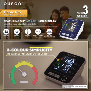 OUSON XL Large-Size Digital Blood Pressure Monitor with Premium Backlight and 3-Year Warranty