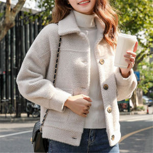 Gold Mink Short Coat Womens Thickened Warm Faux Fur Jacket Autumn Style High Waist Online Exclusive Polo Collar Single Button