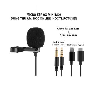 Micro Thu Âm Kẹp Áo Jack3.5 Sử dụng Học Online Họp Trực Tuyến Dùng Cho Điện Thoại Laptop PC