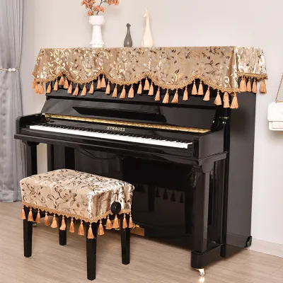 Khăn Che Bụi Piano Kiểu Châu Âu Cổ Điển Viền Vàng Có Phom