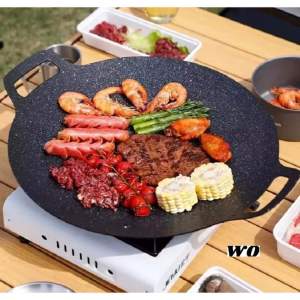 34cm Non Stick Stone Cooker Round Grill Pan Baking Plate Outdoor Bbq