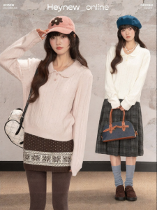 loveheynew | Áo Sweater Cổ Rùa Dệt Kim Dây Ngọt Ngào Phong Cách Retro