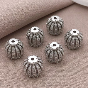 2/5 ชิ้น/ล็อต 18K Gold PlatedทองเหลืองZirconมงกุฎลูกปัดสําหรับสร้อยข้อมือพู่ลูกปัดสําหรับDIYเครื่องประดับต่างหูทํา