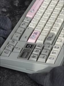 Taptempo Cute Cat Keycaps Dye-Sub Cherry Profile PBT Keycaps Japanese Retro Small Font Keycaps For MX Mechanical Keyboard