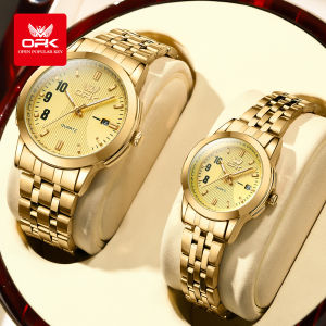 OPK Couple Watch Original Fashion Luxury Atmosphere Waterproof Luminous Calendar Quartz Stainless Steel Leisure Business Watch for Women /Men