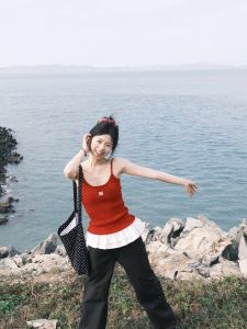 Buwan Studio 2024 New Arrival Red Slip Vest Female All-Matching Sleeveless Slim Looking Slim-Fit Crop-Top