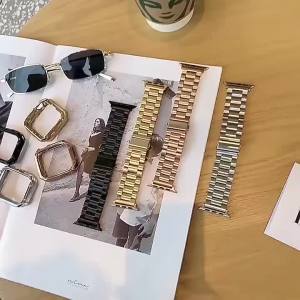 Titanium Color Stainless Steel Strap For Apple Watch Band Ultra 2 49mm 45mm 41mm 40mm 44mm Metal Bracelet iwatch series 9 7 6 8