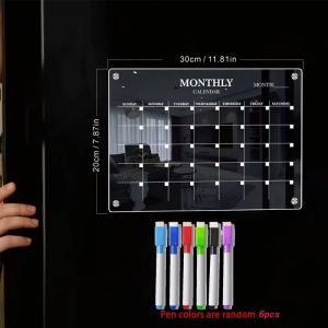Magnetic Acrylic Calendar for Fridge Refrigerator Monthly Dry Erase Board Glass Clear Planning Whiteboard Workout Board Meal