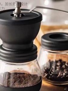K.Manual Coffee Grinder With Ceramic Burrs Hand Coffee Mill With Two Glass Coffee grinder Hand-operated coffee grinder