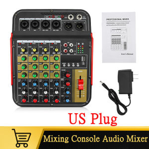 6-Channel Audio Mixer DJ Conoler with 48V Phantom Bluetooth-compatible USB to PC Recording and Playback for Live Karaoke Party
