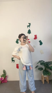 ชุดนอน เสื้อแขนสั้น+กางเกงขาสั้น ลายช้าง