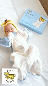 BABY TATTOO ถุงนอนเด็ก ผ้าห่อตัวทารกสำเร็จรูป แบบซิปรูด ผ้าห่มนอนเด็กทารก ผ้าฝ้ายออเเกร์นิค 100% ระบายอากาศ 0-9 เดือน เบบี้ แทททู
