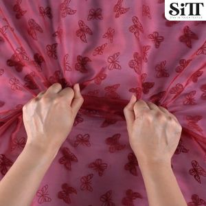 ผ้าออแกนดี้ [ลายผีเสื้อ] ผ้าOrgandyลาย ผ้าOrgandyลายผีเสื้อ ผ้าไหมออแกนลายผีเสื้อ ผ้าตัดชุด ผ้าประดับตกแต่ง ผ้าเมตร ผ้าหลา