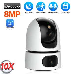 10X Zoom 4K WiFi IP Camera Dual Lens Smart Home Auto Tracking CCTV Camera Wireless Surveillance Camera Security Baby Monitor Cam