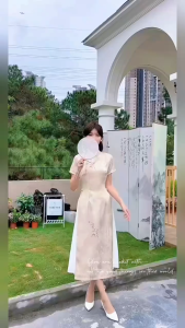 2025 Summer New Style Improved Youthful Everyday High-End Elegant Ao Dai Retro Literary Cheongsam Dress