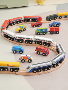 Wooden Artificial Trolley Inertia Hand Push Train Wooden Kids Toy Pulley Rice Rabbit Brio Wooden Track