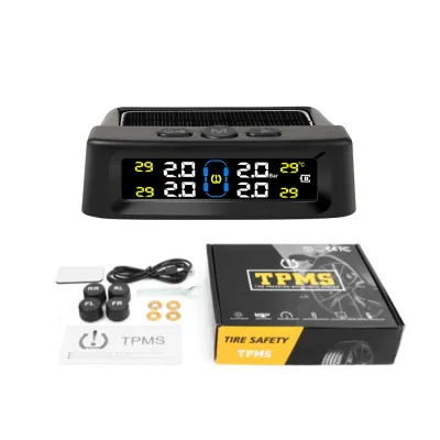 Solar TPMS Car Tire Pressure Alarm Digital Colorful Display 4 External Sensors Waterproof Tire Pressure Temperature Warning