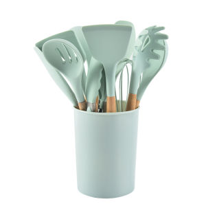 Silicone Wood Handle Utensil Set 12 Pieces