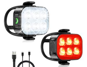 Bike Light for Night Riding Super Bright Bike lights Rechargeable Set 4+6 Modes IPX6 Waterproof Front and Back Taillight Reflectors MTB Light Set Cycling Parts