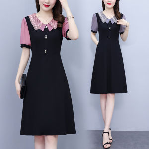 Impression Fashion Store: Women's Elegant Lace Embroidery & High Waist A-line Midi Dress