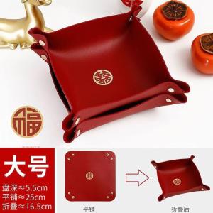 ชามเก็บของหนังสำหรับงานแต่งงานแบบพับได้ขนาดใหญ่ ชามเก็บของสำหรับตกแต่งบ้านสไตล์จีนแบบหกเหลี่ยม ชามเก็บของสำหรับขนมหวาน